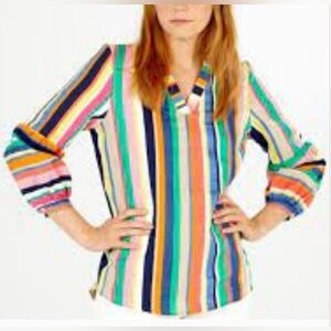 Vilagallo Figi Striped Linen Top Size 38